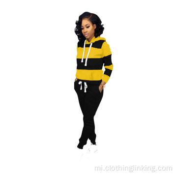 Stripe Patchwork Long Sleeve Pullover me nga kaao kiri